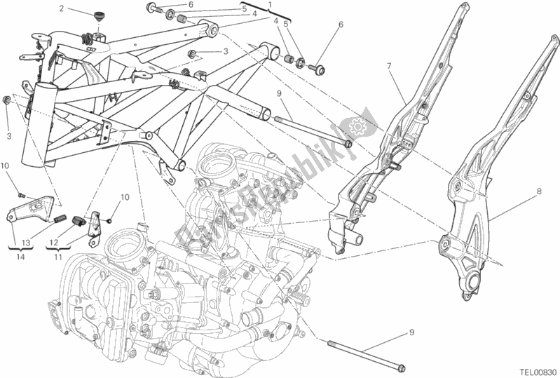 Alle onderdelen voor de Kader van de Ducati Diavel Carbon FL AUS 1200 2017
